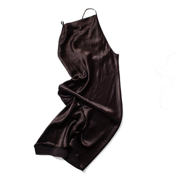 Nomia Crossback Halter Dress in Dark Brown