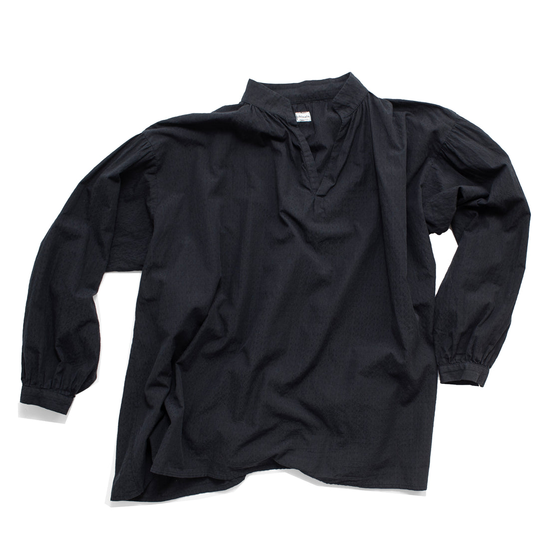 Chimala Panama Jacquard Smock Shirt in Black
