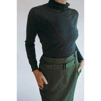 Evam Eva Cotton Cashmere Turtleneck in Charcoal