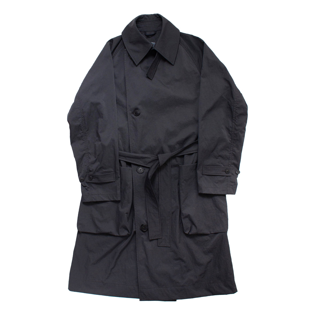 Grei Peaked Lapel Trench Coat in Charcoal