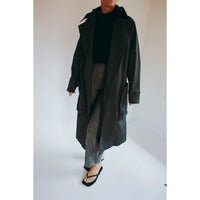 Grei Peaked Lapel Trench Coat in Charcoal