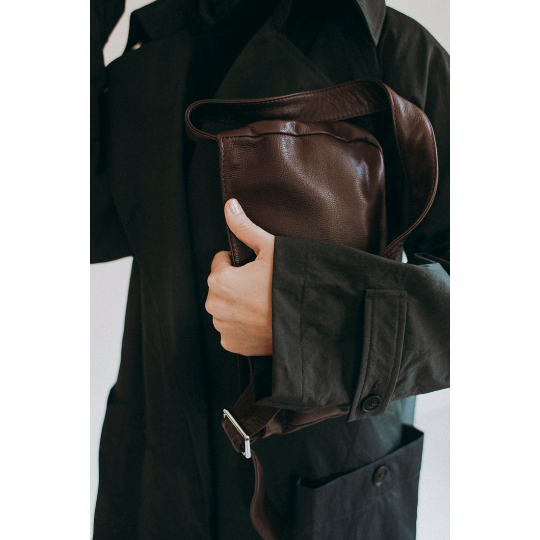 Grei Peaked Lapel Trench Coat in Charcoal