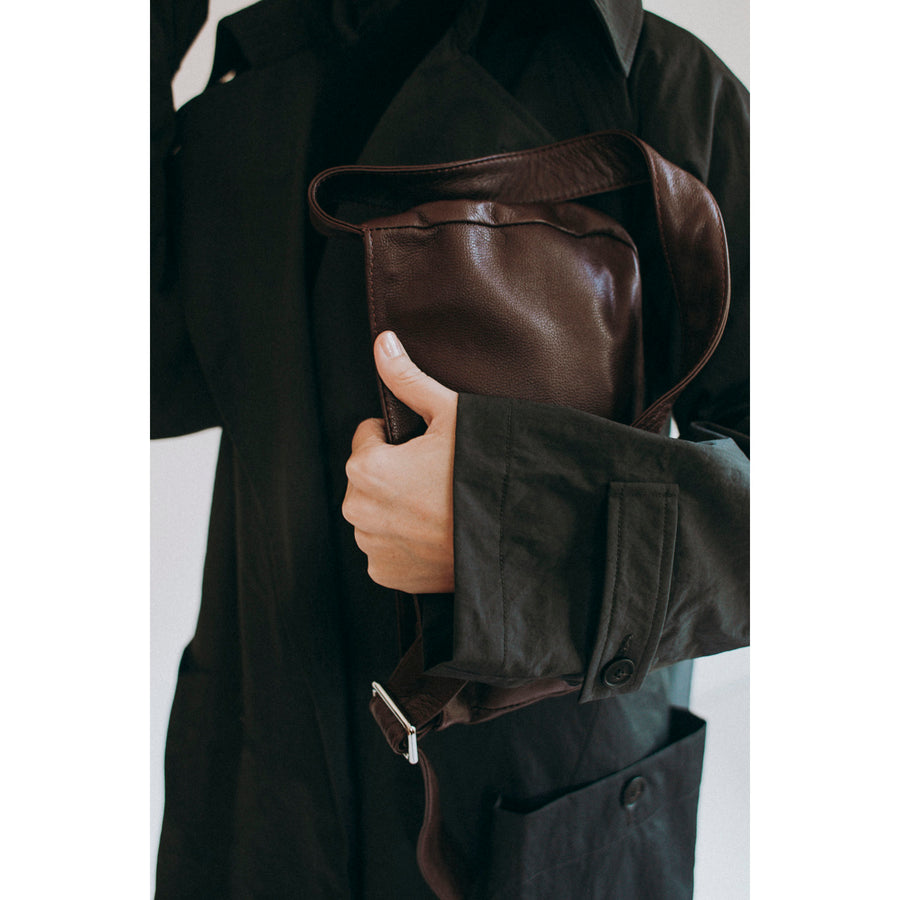 Grei Peaked Lapel Trench Coat in Charcoal