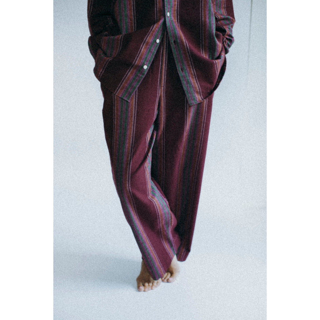 Baserange Claude Pants in Maroon Stripe