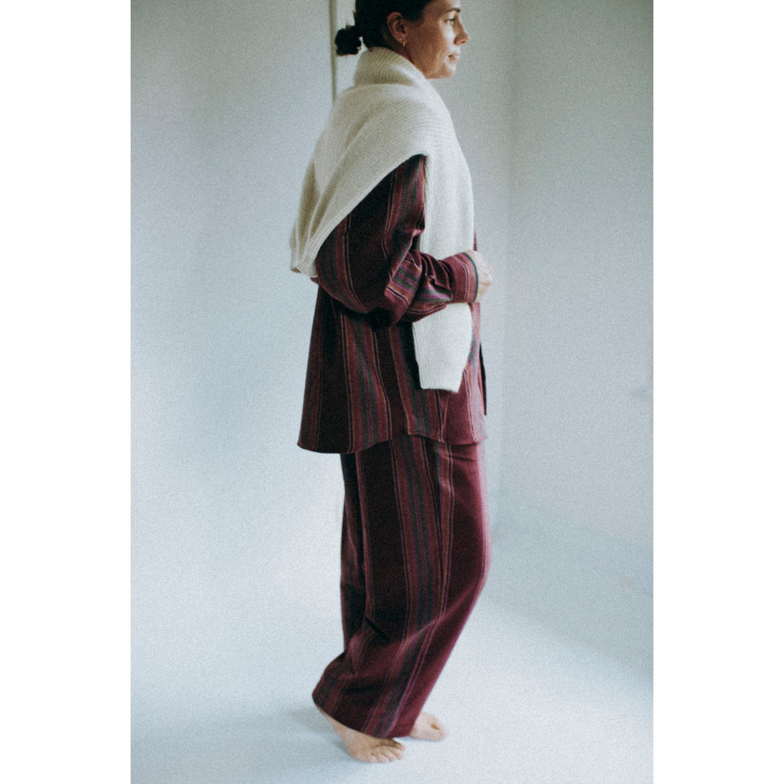 Baserange Claude Pants in Maroon Stripe