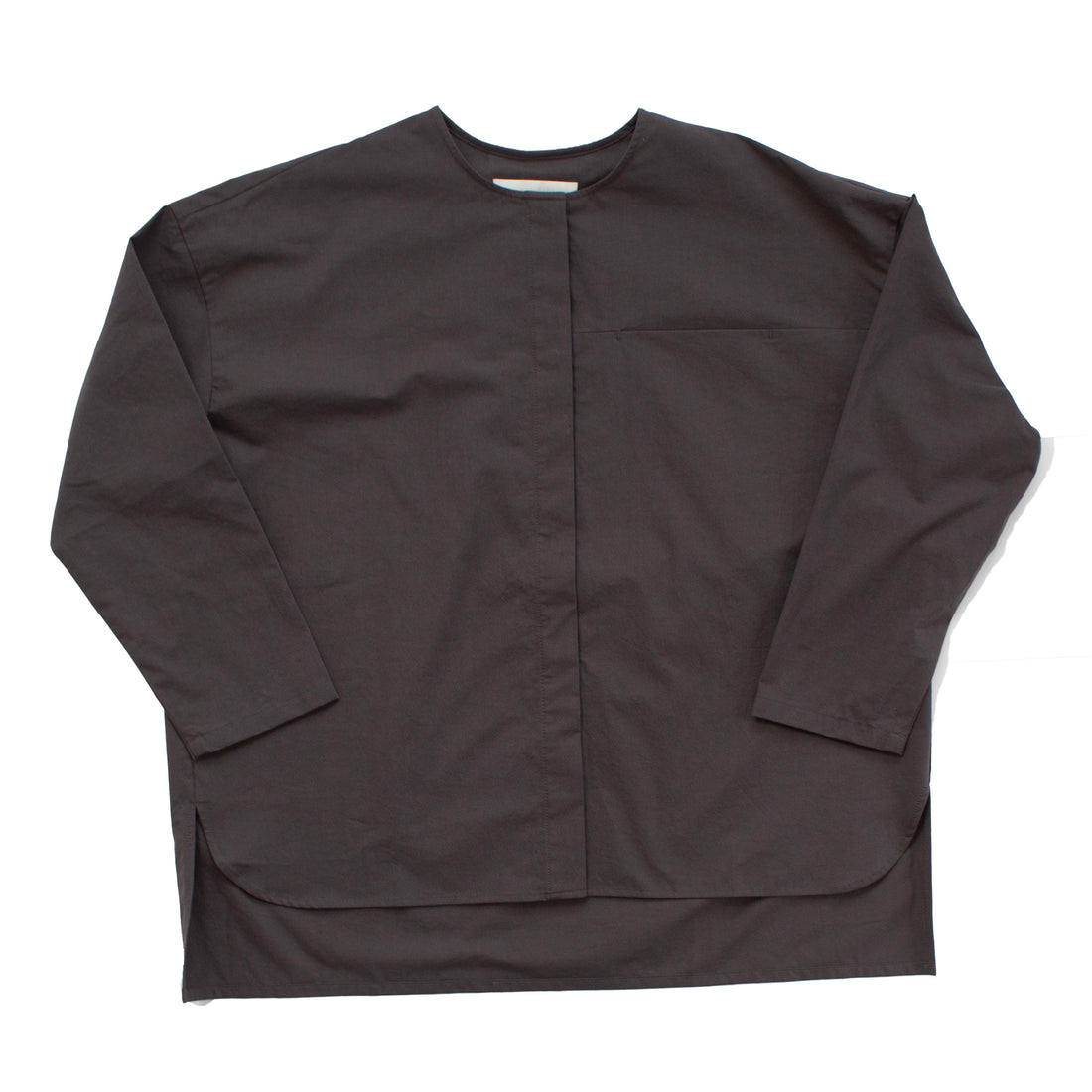 Evam Eva Cotton No Collar Shirt in Winter Leaf