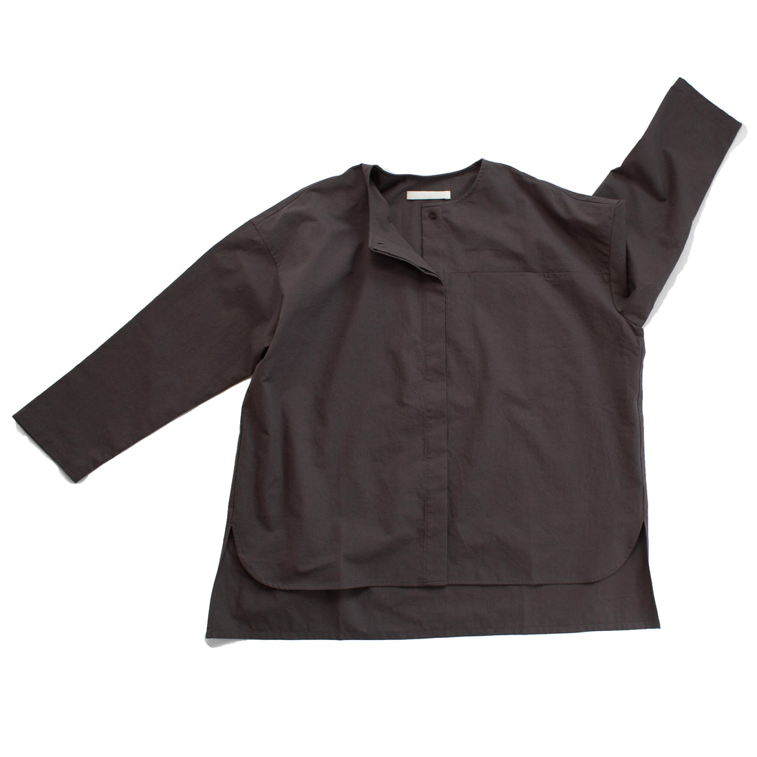 Evam Eva Cotton No Collar Shirt in Winter Leaf