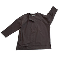 Evam Eva Cotton No Collar Shirt in Winter Leaf