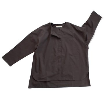Evam Eva Cotton No Collar Shirt in Winter Leaf