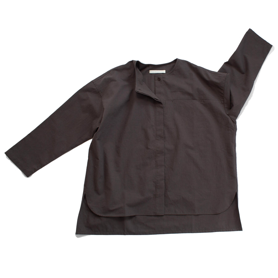 Evam Eva Cotton No Collar Shirt in Winter Leaf