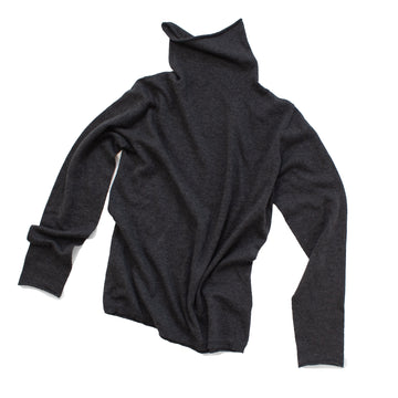 Evam Eva Cotton Cashmere Turtleneck in Charcoal
