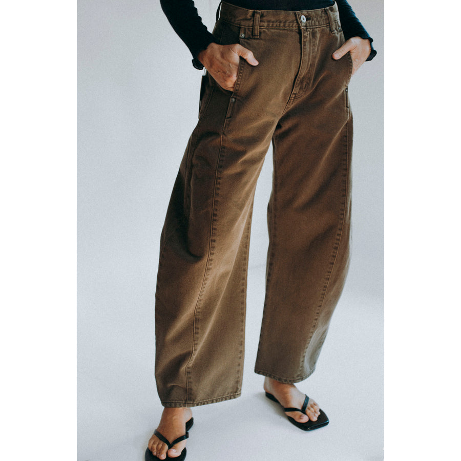 Sayaka Davis Barrel Denim Pant in Brown