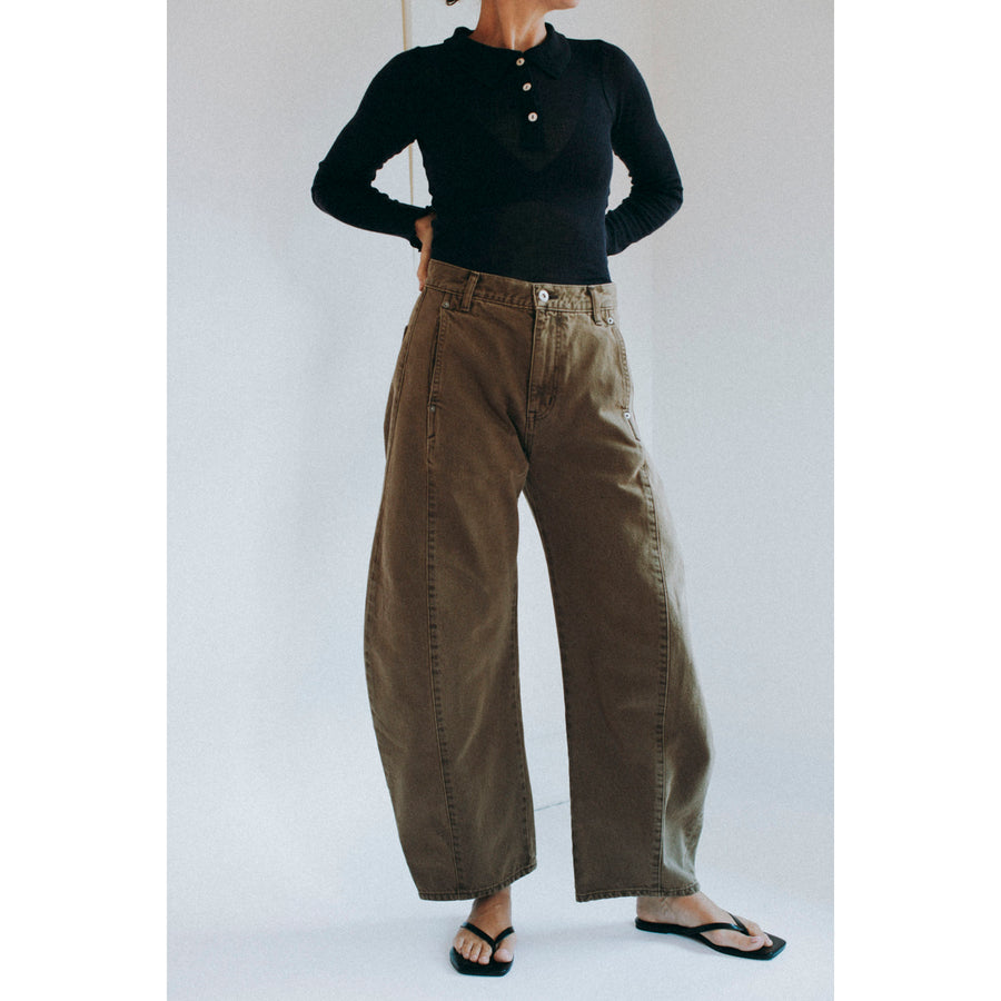 Sayaka Davis Barrel Denim Pant in Brown