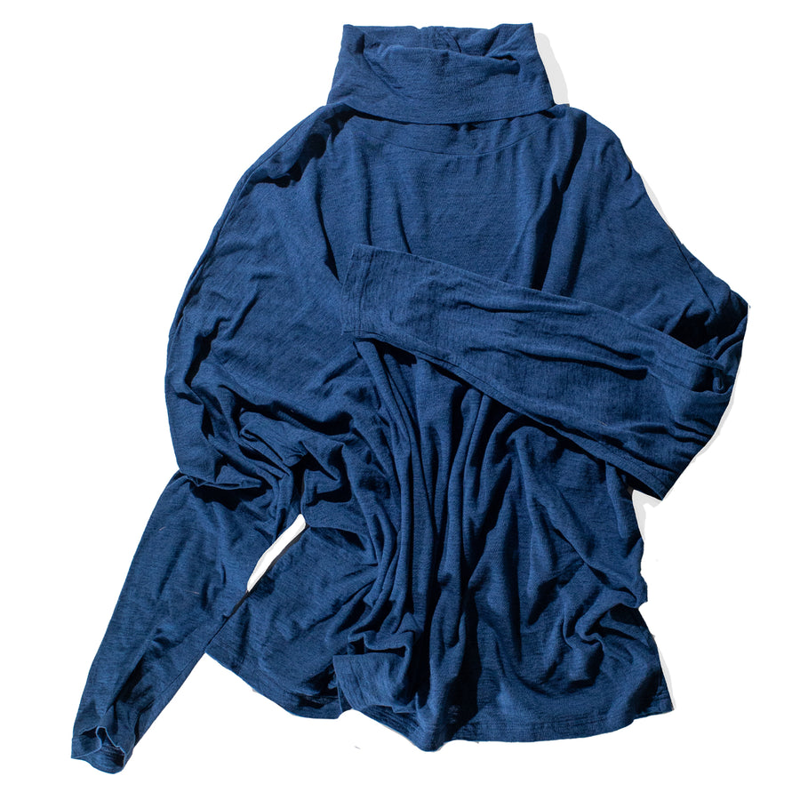 Ichi Antiquités Cotton Turtleneck Pullover in Blue