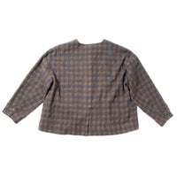 Ichi Antiquités Gingham Check Jacket in Khaki x Charcoal