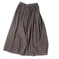 Ichi Antiquités Gingham Check Skirt in Khaki x Charcoal