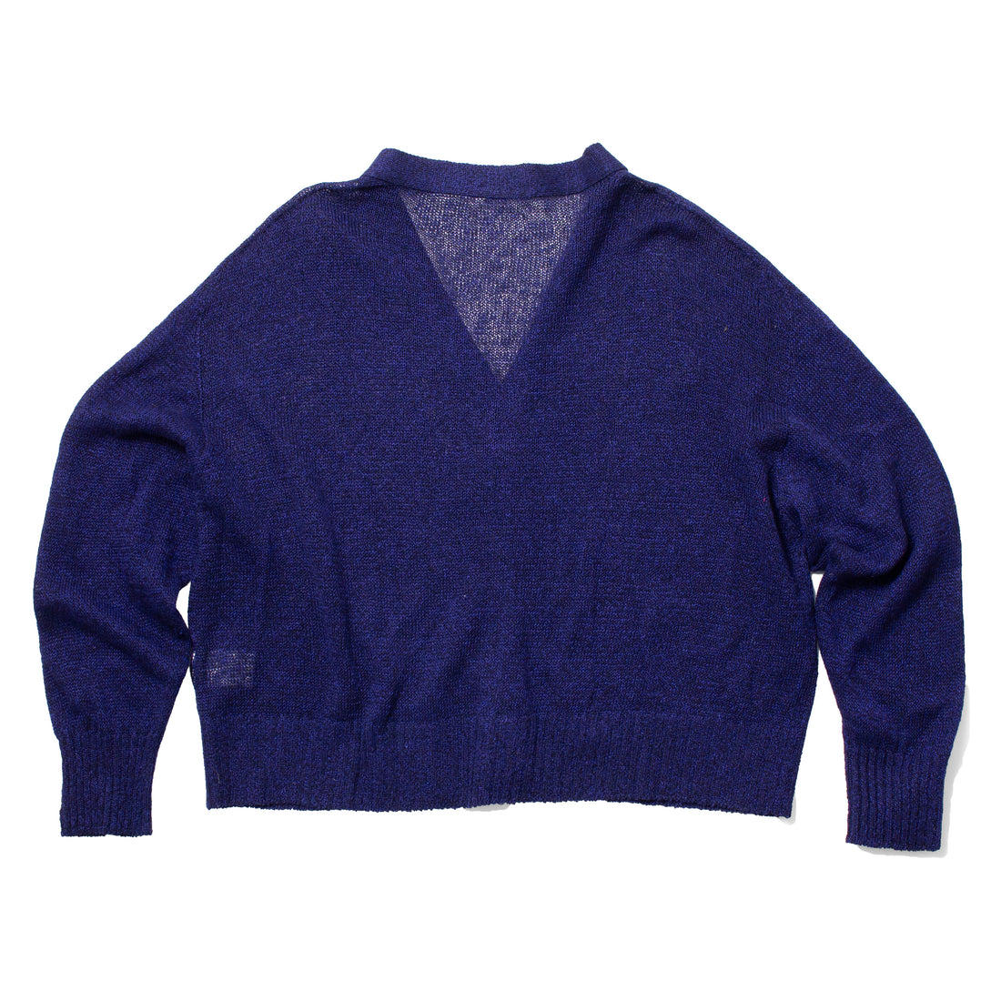 Ichi Antiquités Japan Whole Garment Knit Cardigan in Navy Cotton Linen