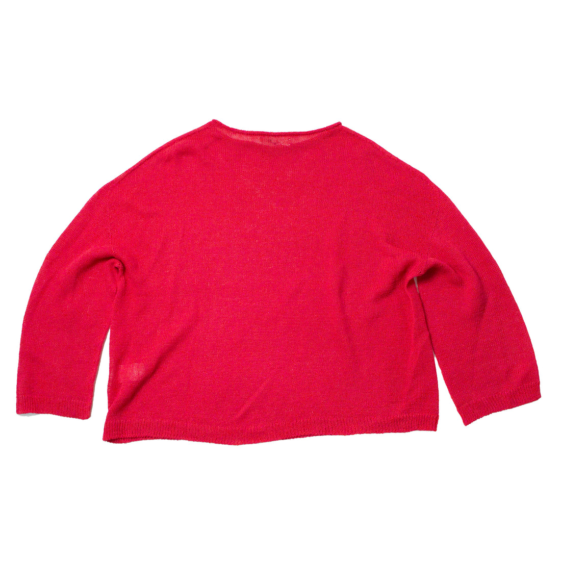 Ichi Antiquités Japan Whole Garment Pullover Knit in Red Cotton Linen
