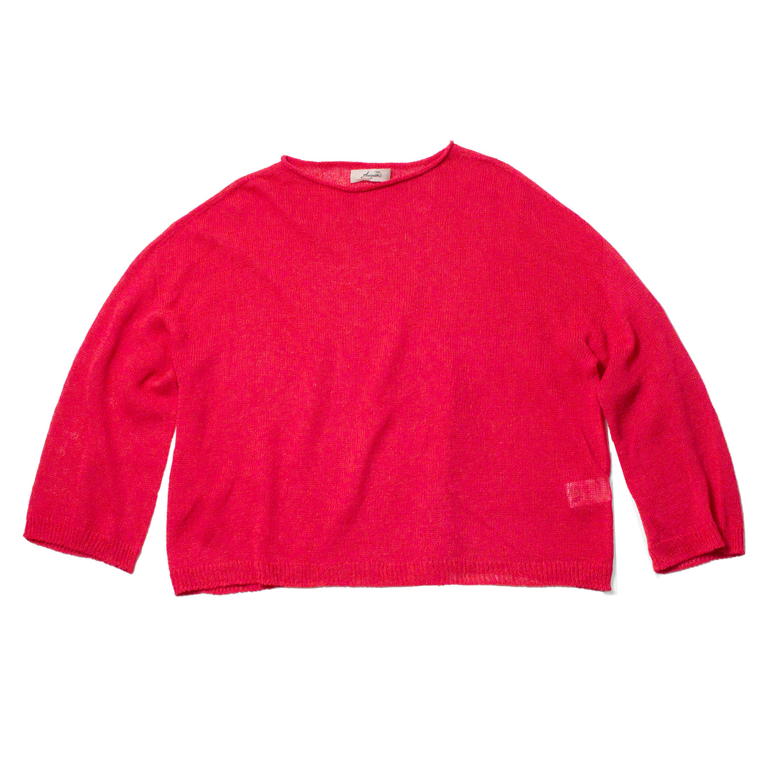 Ichi Antiquités Japan Whole Garment Pullover Knit in Red Cotton Linen