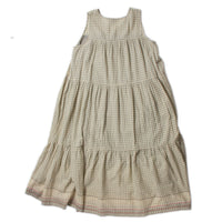 Ichi Antiquités Gingham Check India Khadi Dress in Khaki
