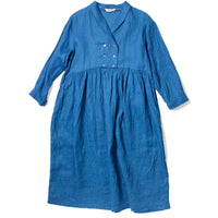 Ichi Antiquities Indigo Linen Woven Dress in Light Indigo