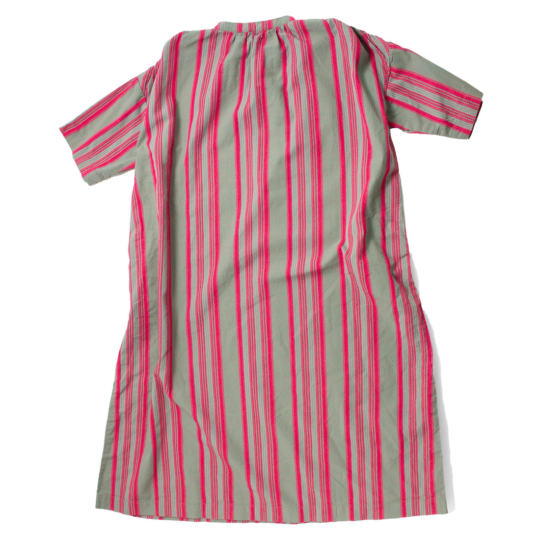 Ichi Antiquities Jacquard Stripe Woven Dress in Khaki x Pink