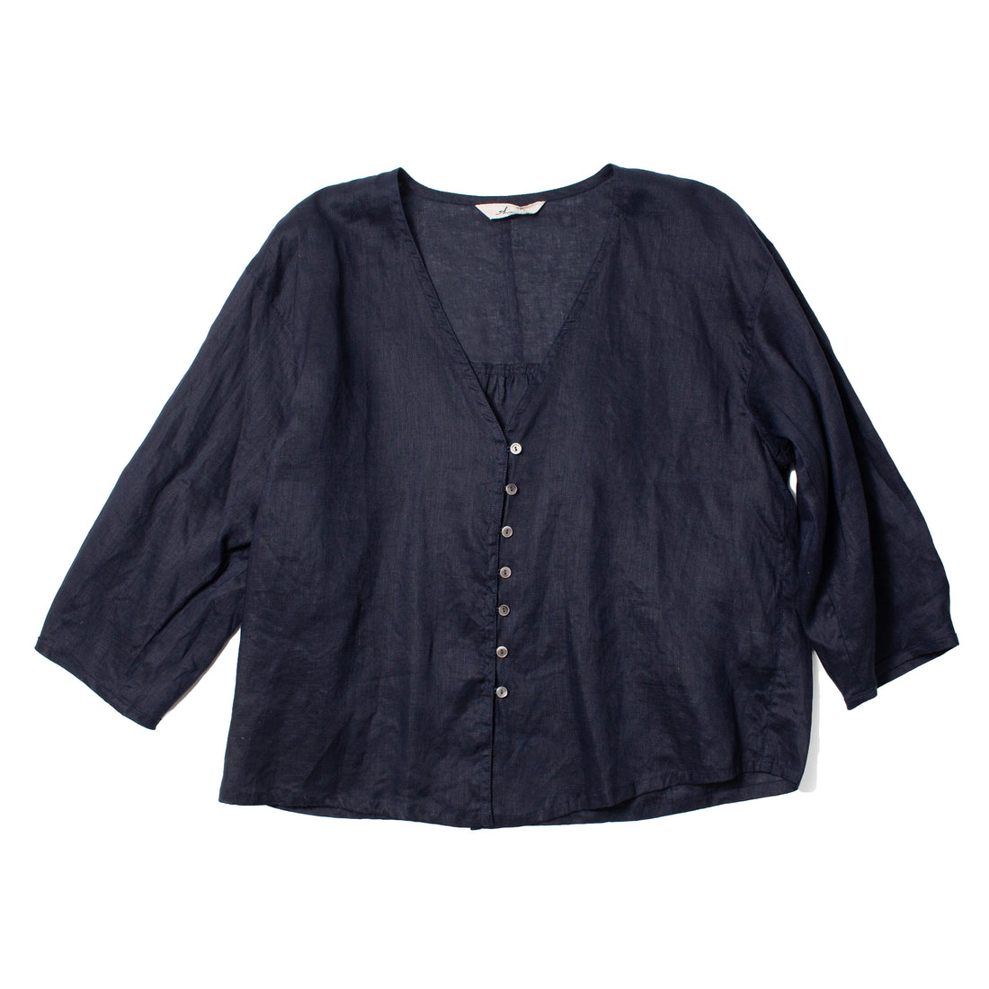 Ichi Antiquités Linen Canvas Shirt in Navy