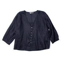 Ichi Antiquités Linen Canvas Shirt in Navy