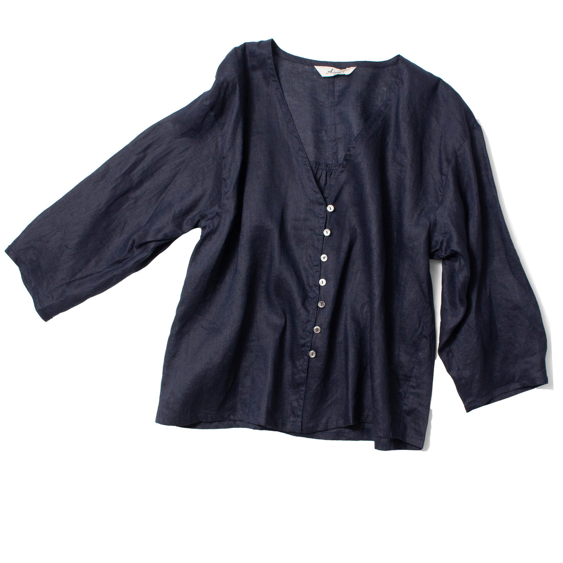 Ichi Antiquités Linen Canvas Shirt in Navy