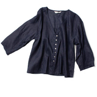 Ichi Antiquités Linen Canvas Shirt in Navy