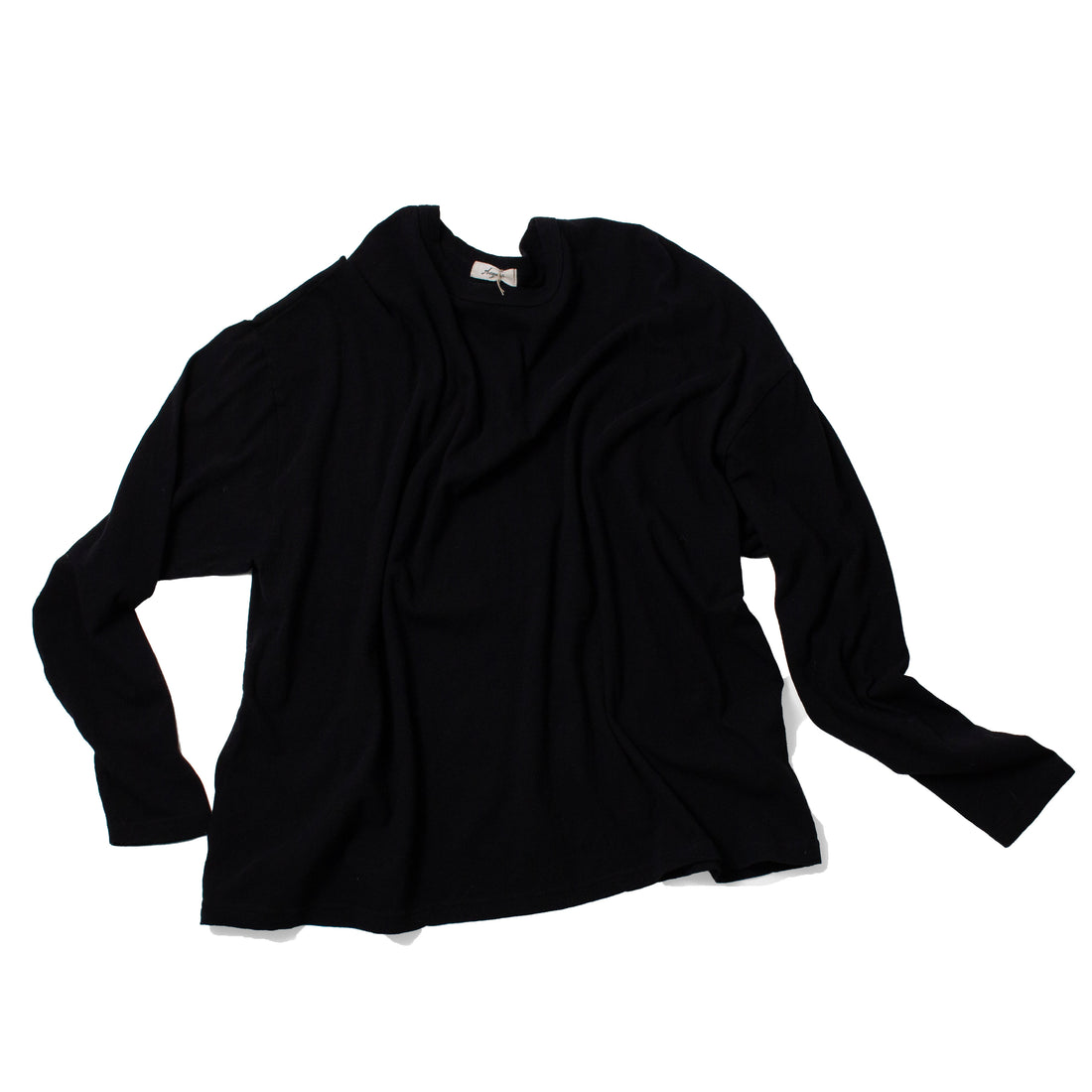 Ichi Antiquities Loose Pullover in Black Knit Cotton
