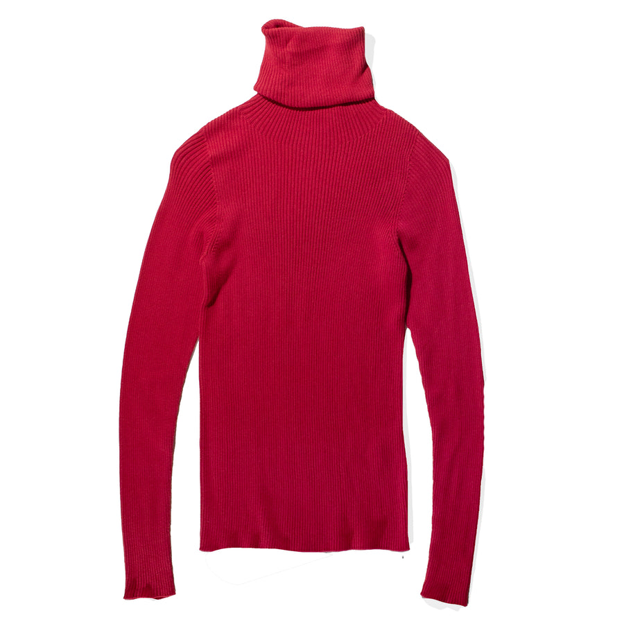 Ichi Antiquités Rib Turtleneck Pullover in Red