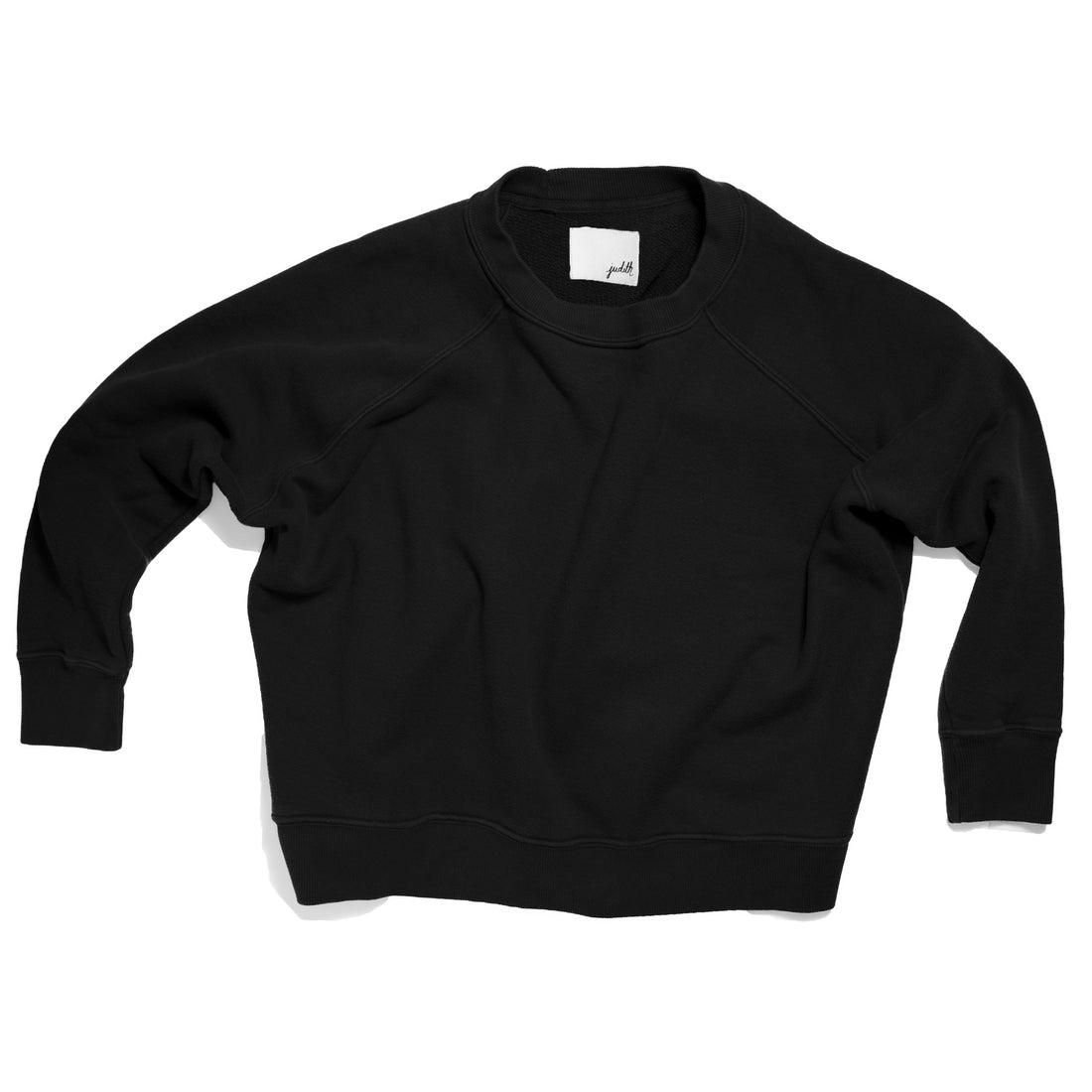 JUDITH Boxy Raglan Crew in Black