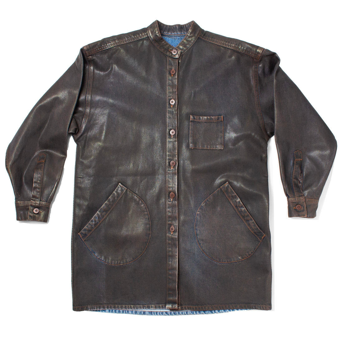 Jesse Kamm Band Collar Okuda Jacket in Brown Lacquer