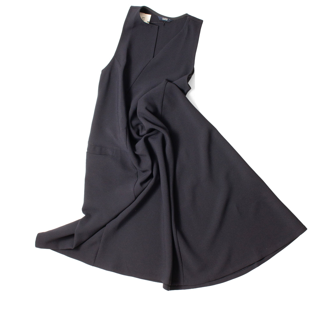 Kaarem Diagonal Xéo A-Line Pocket Dress in Black Blue