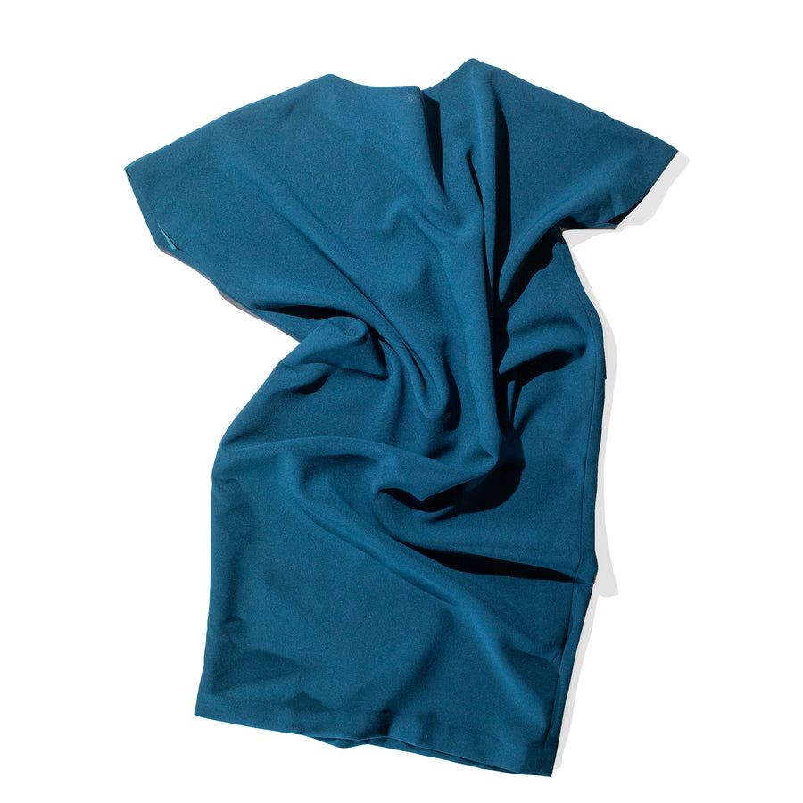 Kaarem Triangle Midi Dolman Open Back Dress in Turquoise