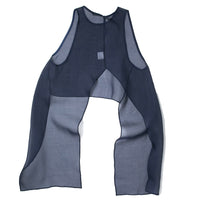 Kaarem Urchin Sleeveless Silk Organza Tie Top in Dark Blue