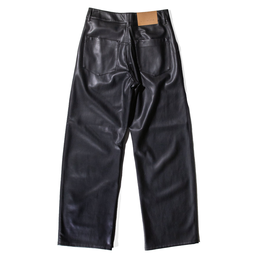 Kallmeyer Wide Leg Column Jeans in Black Heavy Faux Leather