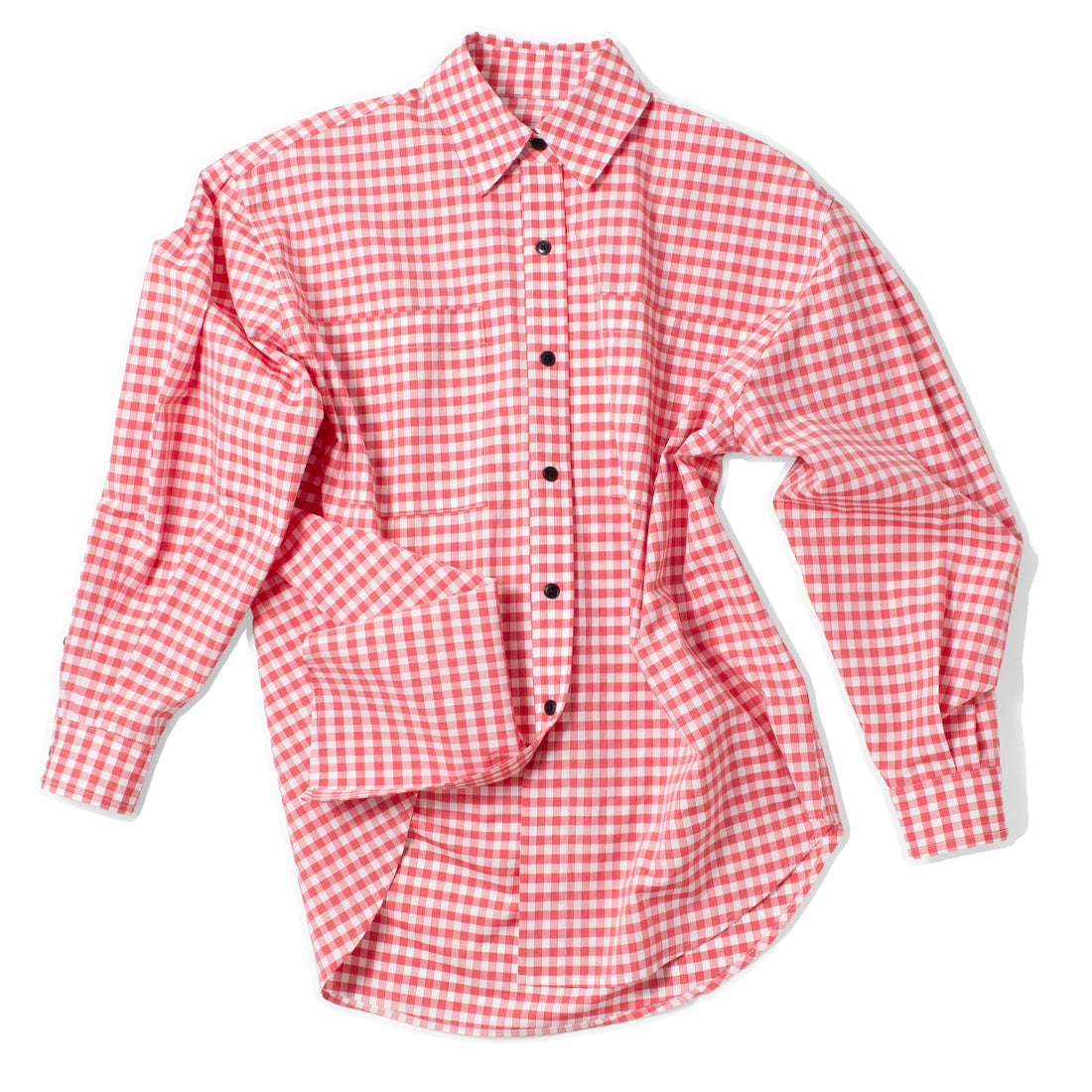 Kasmaria Oversized Big Pocket Shirt in Gingham Cotton Poplin