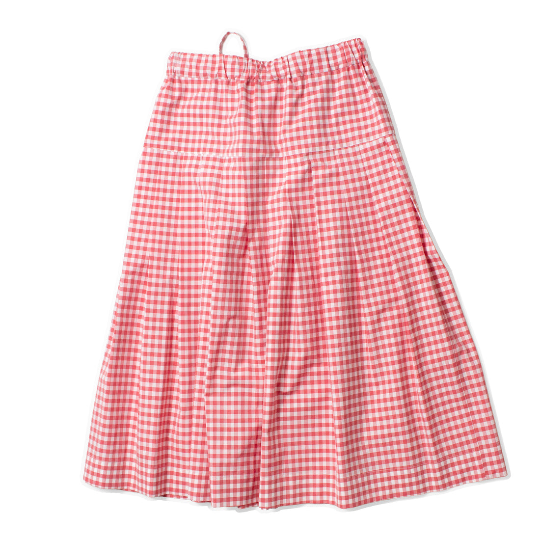 Kasmaria Pleated Skirt with Side Seam Pockets in Gingham Cotton Poplin