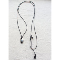 Leigh Miller Sea Stone Pendant on Silk Cord in Sterling Silver