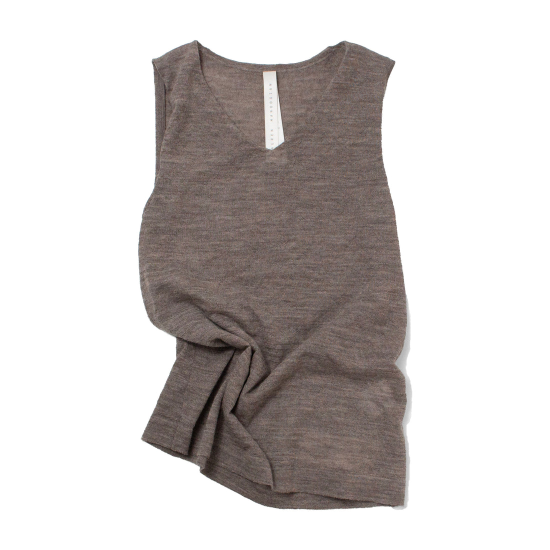 Lauren Manoogian Fine High V Shell in Grey Melange