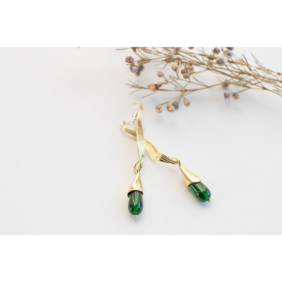 Leigh Miller Grape Leaf Earrings in Brass