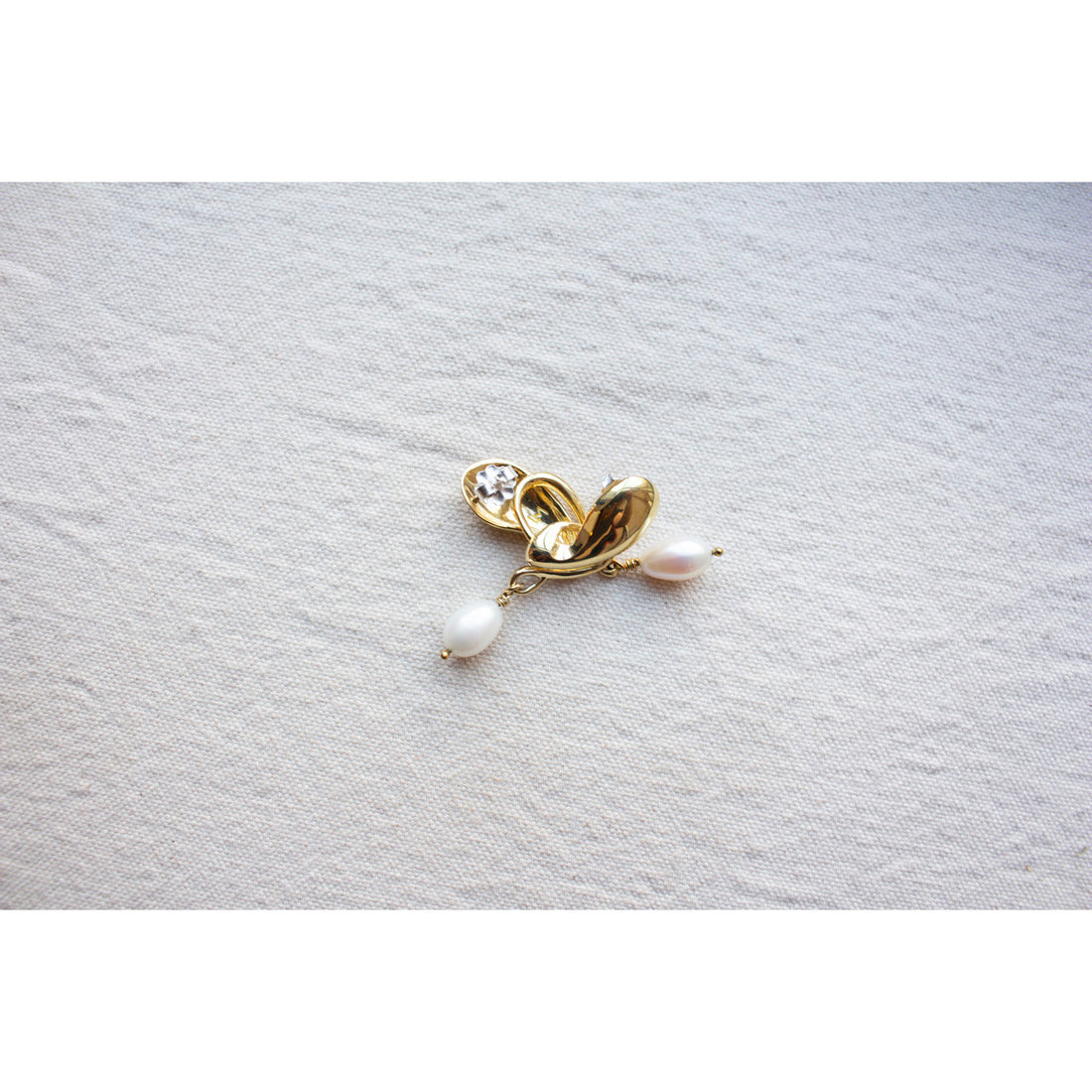 Leigh Miller Lyric Pearl Earrings in Brass