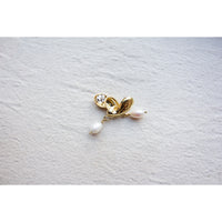 Leigh Miller Lyric Pearl Earrings in Brass
