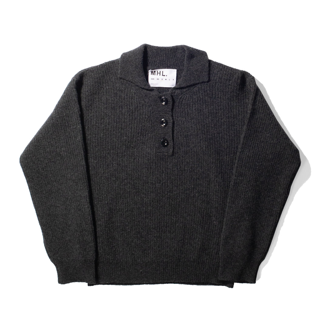 MHL. 3 Button Polo in Charcoal Lambswool