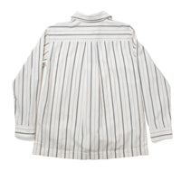 MHL Long Pull On Shirt in Off White/Navy Wide Stripes