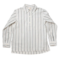MHL Long Pull On Shirt in Off White/Navy Wide Stripes