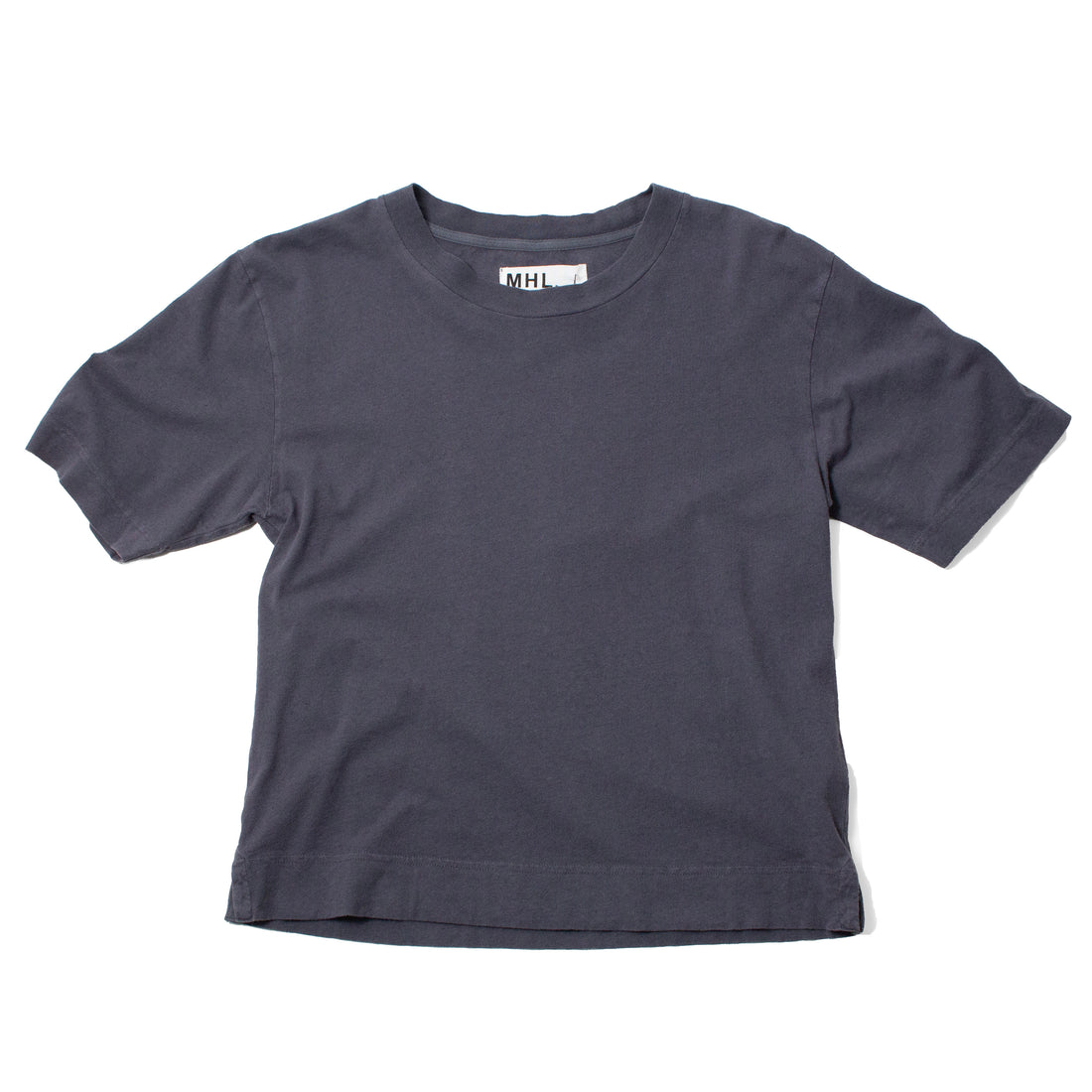 MHL. Simple T-Shirt in Slate Blue Organic Cotton Linen Jersey