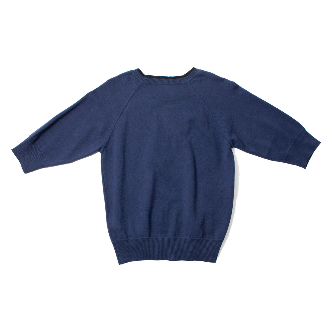 MHL. Tipped Crew Neck T-Shirt in Blue Hemp Cotton Workwear